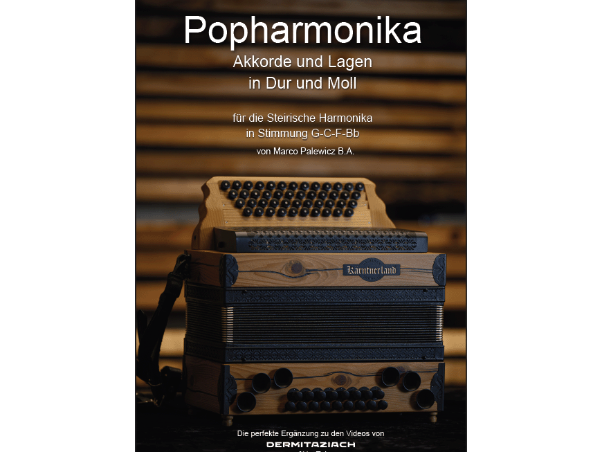 Popharmonika: Akkorde und Lagen in Dur und Moll in Stimmung G-C-F-Bb