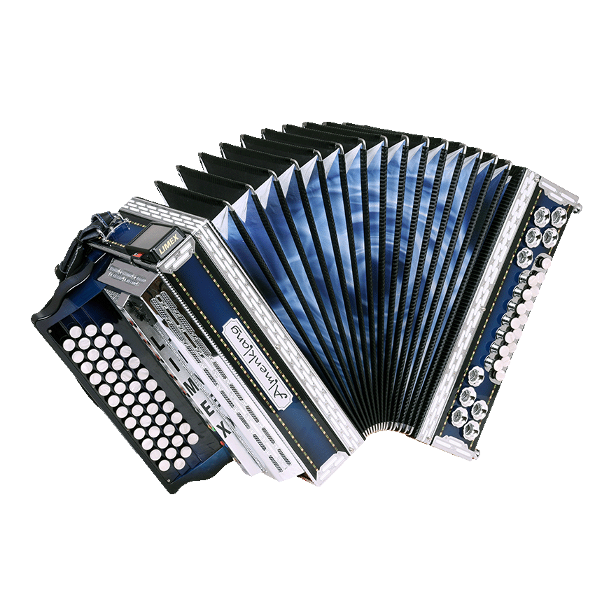 Steirische Harmonika Almenklang Modell Blue Ice 38 A/D/G/C inkl. Voll-MIDI III